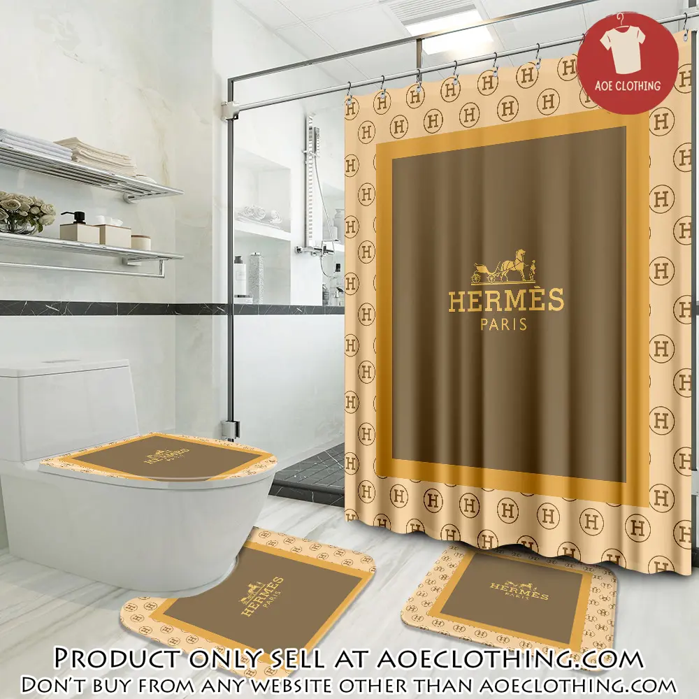 Hermes luxury brand preium bathroom set with shower curtain aoe0656006